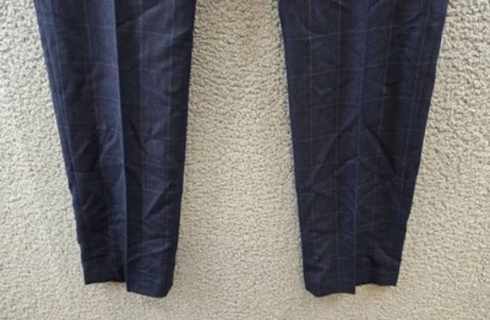 Michael Kors Classic-Fit Wool-Blend Suit Pants Men's 34W x 32L Midnight Plaid